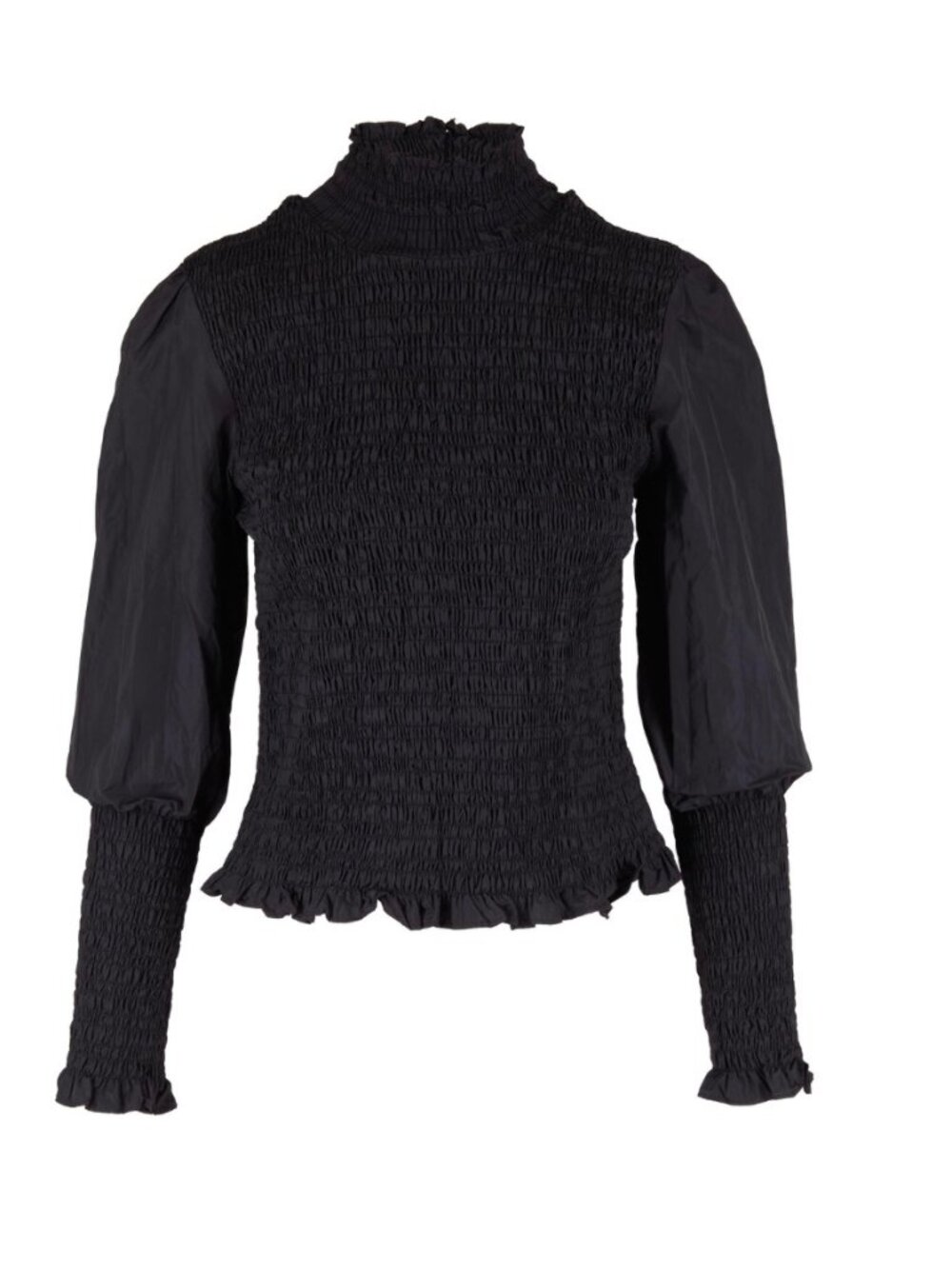 Veronica Beard Elsmere Smocked Blouse Black Size 10